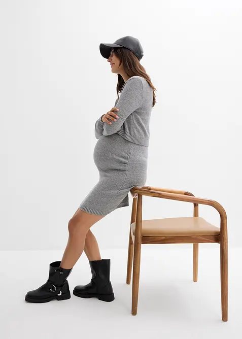 Todelt mammasett  med genser og skjørt av bomull med glansgarn, bonprix