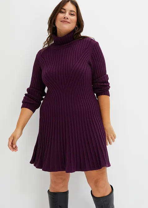 Strikkekjole med rullekrage, bonprix