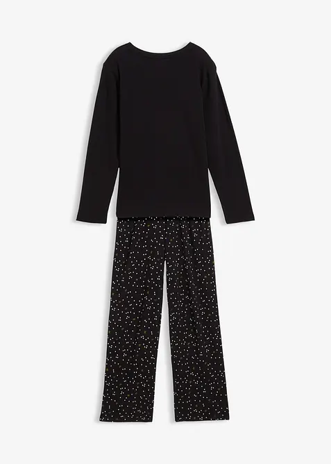 Pyjamas i myk bomull med glittertrykk, bonprix