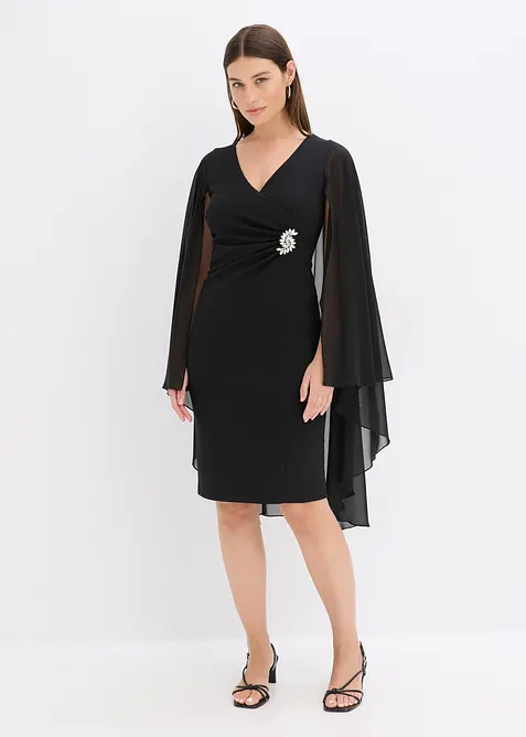 Minikjole med cape i tynn chiffon, bonprix