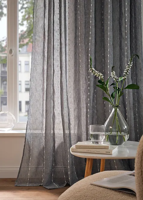 Gardin med vevde striper (1-pack), bonprix