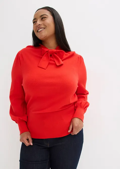 Finstrikket genser i myk viskosemiks, bonprix