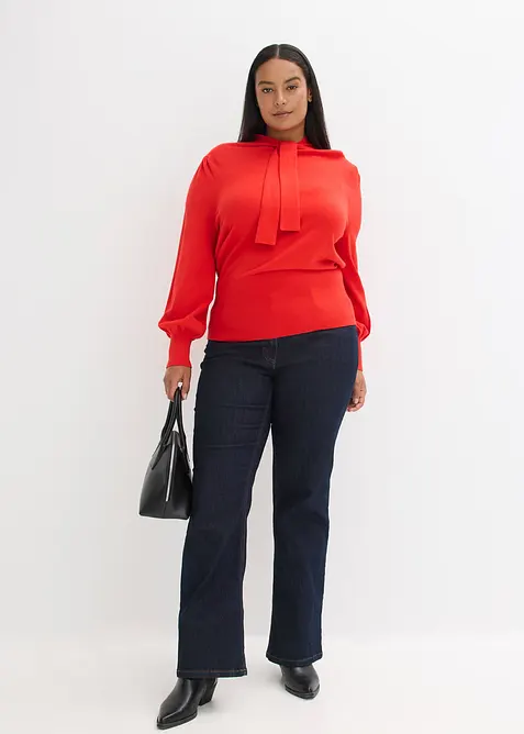 Finstrikket genser i myk viskosemiks, bonprix