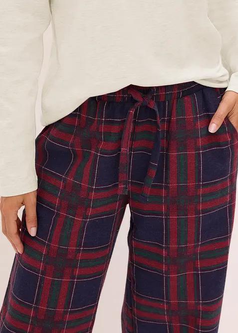 Pyjamas med flanellbukse og gavepose, bonprix