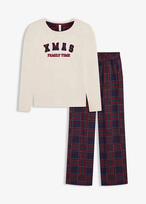 Pyjamas med flanellbukse og gavepose, bonprix