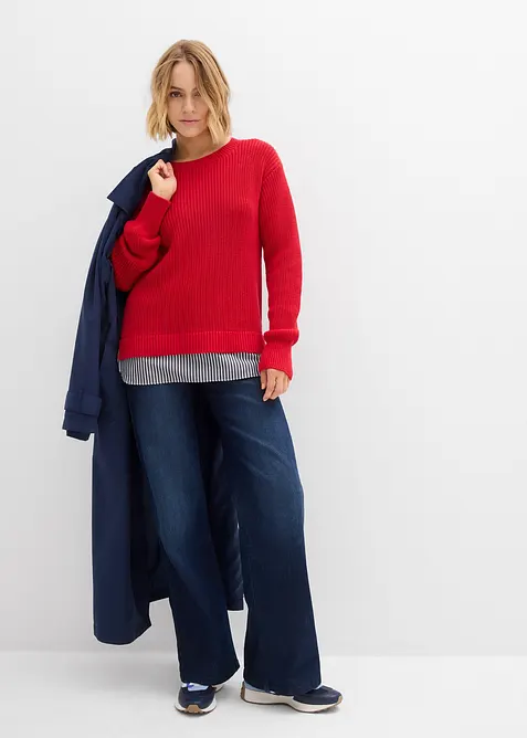 Genser med innfelt bluse, bonprix