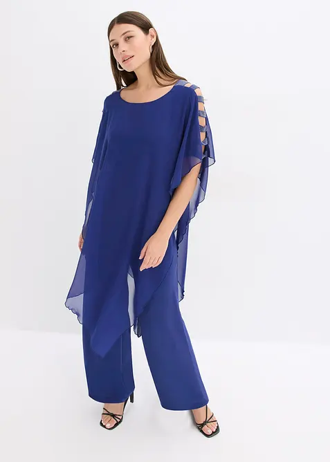 Jumpsuit med cape i lett chiffon, bonprix
