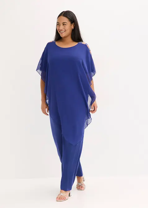 Jumpsuit med cape i lett chiffon, bonprix