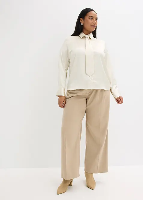 Skjorte i sateng med avtagbart slips (2-delt sett), bonprix