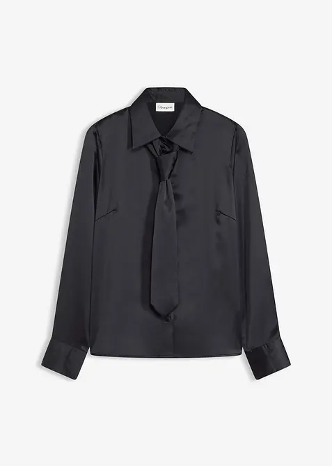 Skjorte i sateng med avtagbart slips (2-delt sett), bonprix