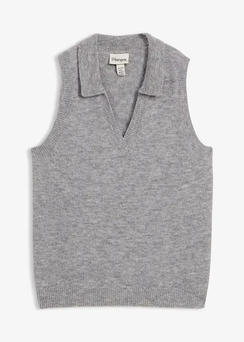 Finstrikket vest med alpakkaull, bonprix