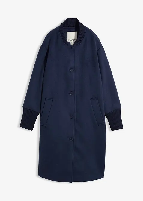 Kåpe med ull og strikket besetning, bonprix