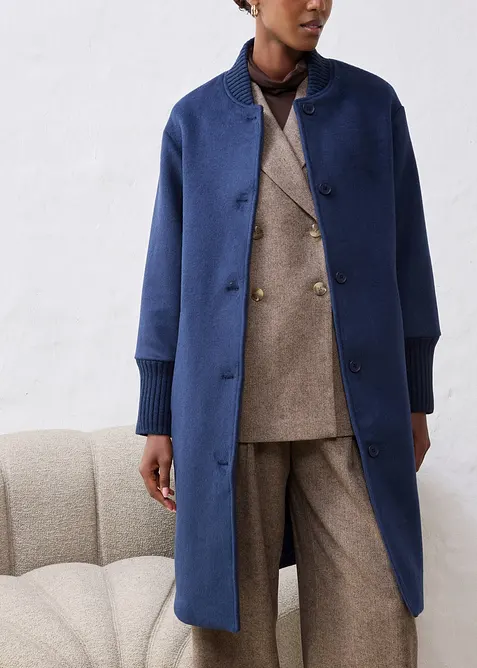 Kåpe med ull og strikket besetning, bonprix