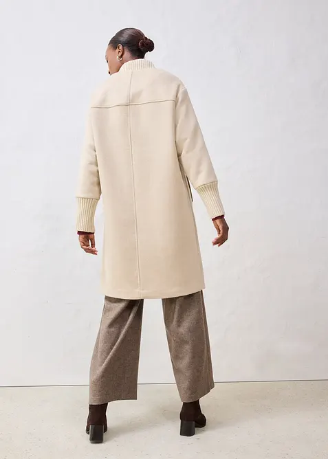 Kåpe med ull og strikket besetning, bonprix