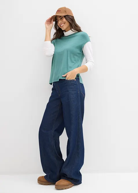 Finstrikket vest i myk viskosemiks, bonprix