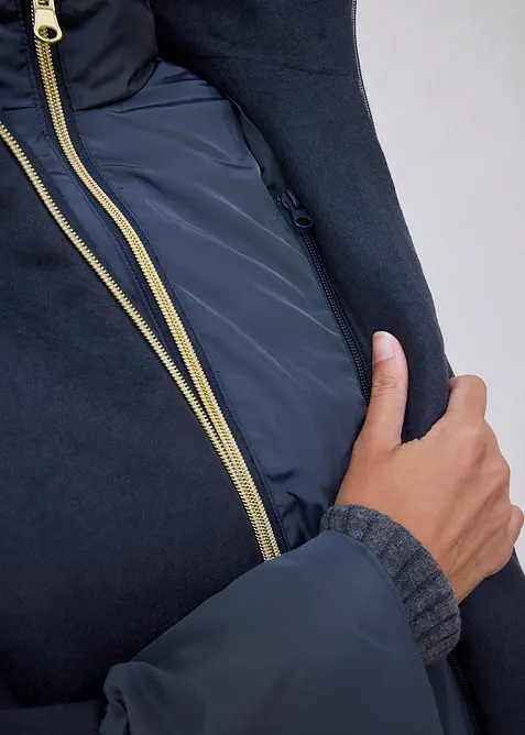 Ullk&aring;pe med innvendig dunjakke (2-delt sett), bonprix