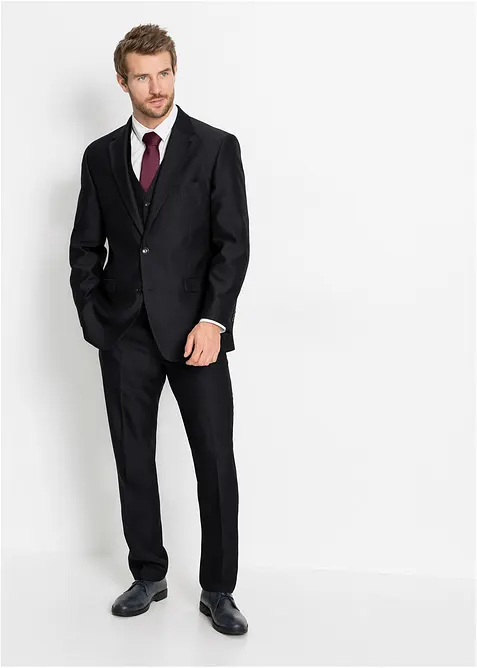 Dress (4-delt sett): blazer, bukse, vest, slips, Regular Fit, bonprix