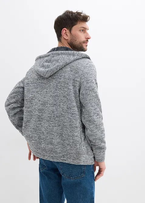 Sweatjakke med hette og teddyfôr, bonprix