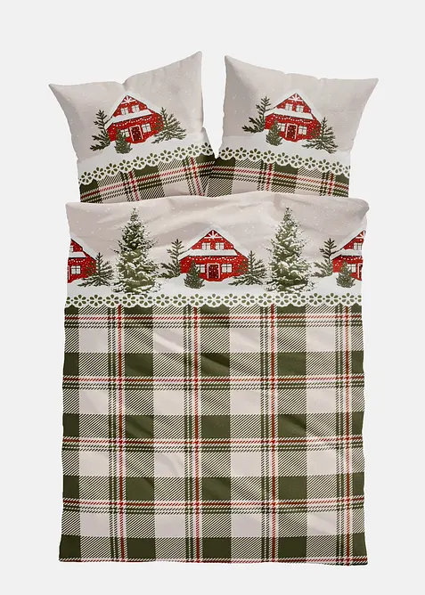 Sengesett med hus- og rutem&oslash;nster, bonprix