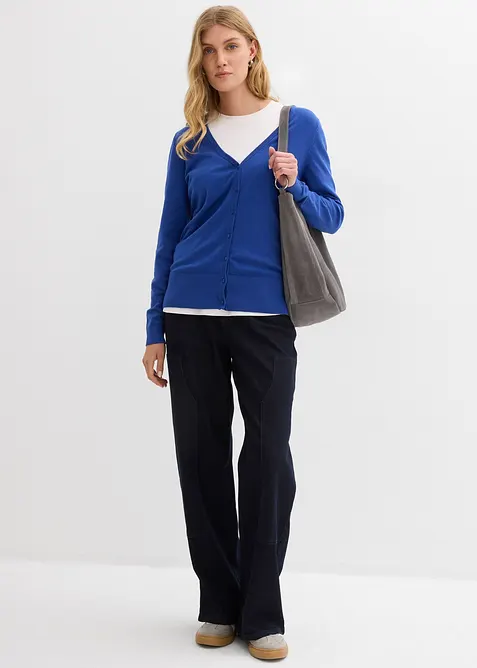 Finstrikket cardigan med knappestolpe, bonprix