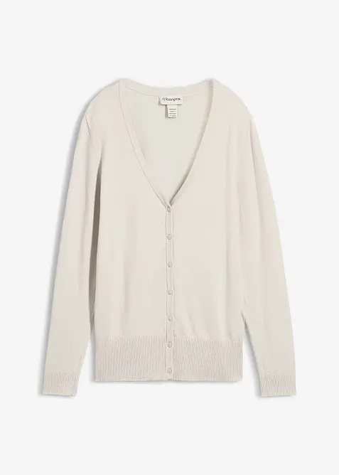 Finstrikket cardigan med knappestolpe, bonprix