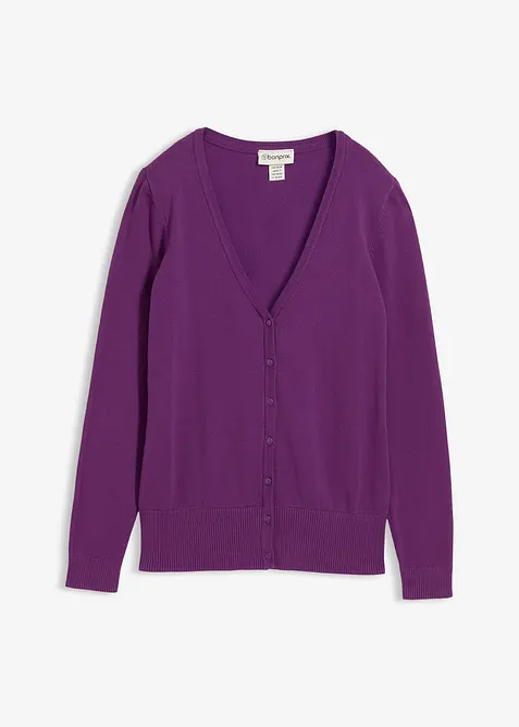 Finstrikket cardigan med knappestolpe, bonprix