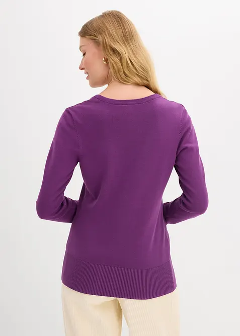 Finstrikket cardigan med knappestolpe, bonprix