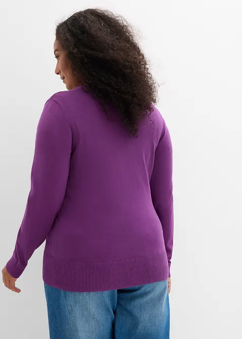 Finstrikket cardigan med knappestolpe, bonprix