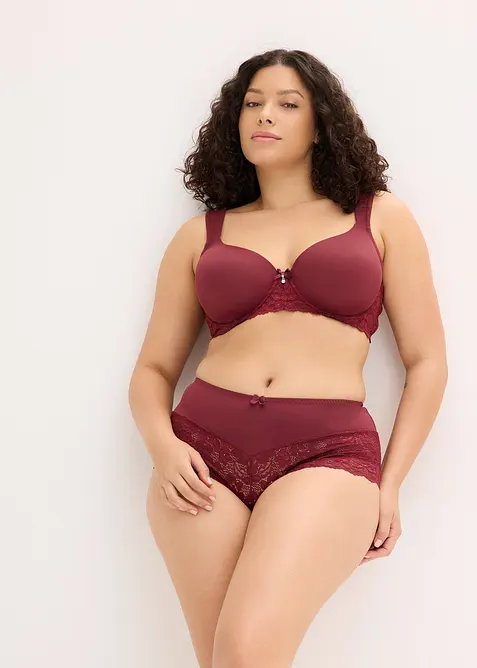 Truse med h&oslash;y midje og blonder, bonprix