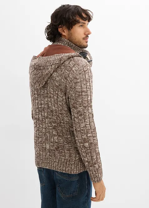 Grovstrikket hettegenser med bomull, bonprix