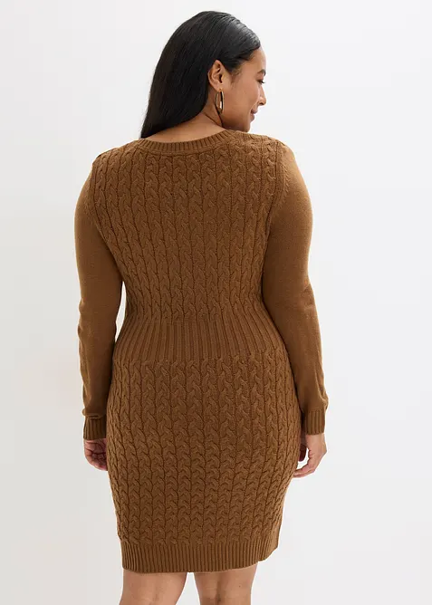 Strikkekjole med flettemønster, bonprix