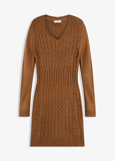 Strikkekjole med flettemønster, bonprix