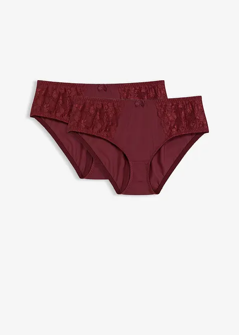 Truse med høy midje og nydelige blonder (2-pack), bonprix