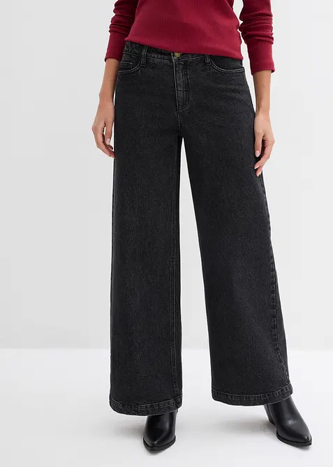 Wide Leg-jeans, Mid Waist, Full Length, bonprix