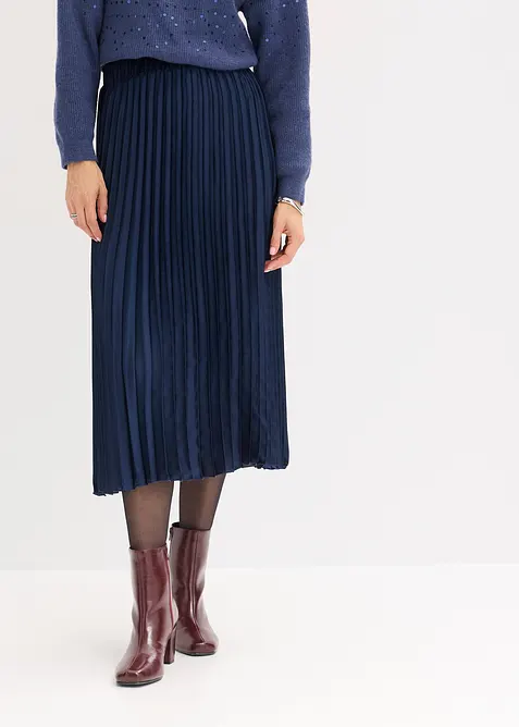 Plissert skjørt i tynn sateng, bonprix