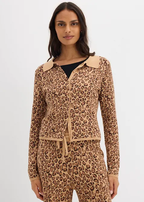 Kort, finstrikket cardigan, bonprix