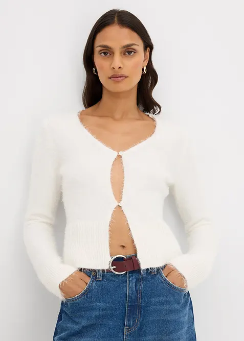 Finstrikket cardigan i fj&aelig;rgarn, bonprix