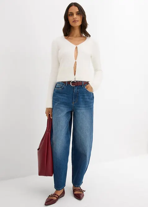 Finstrikket cardigan i fj&aelig;rgarn, bonprix