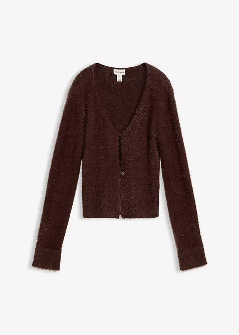 Finstrikket cardigan i fjærgarn, bonprix