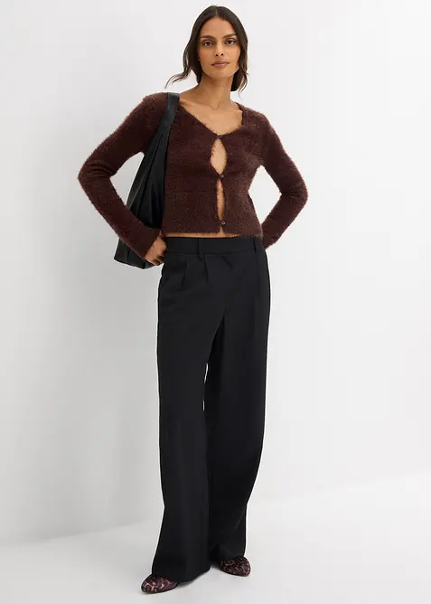 Finstrikket cardigan i fjærgarn, bonprix