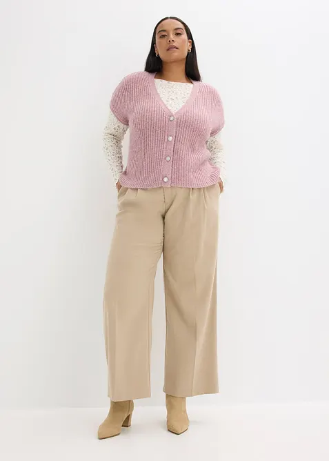 Strikkevest med dekorative knapper og ullandel, bonprix