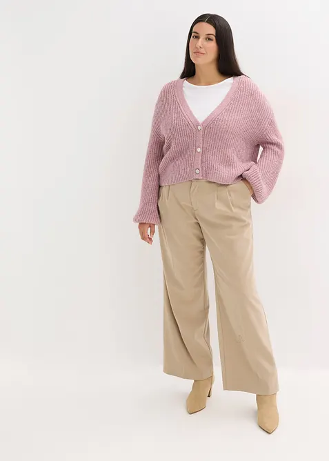 Kort strikkejakke med glittergarn og ullandel, bonprix