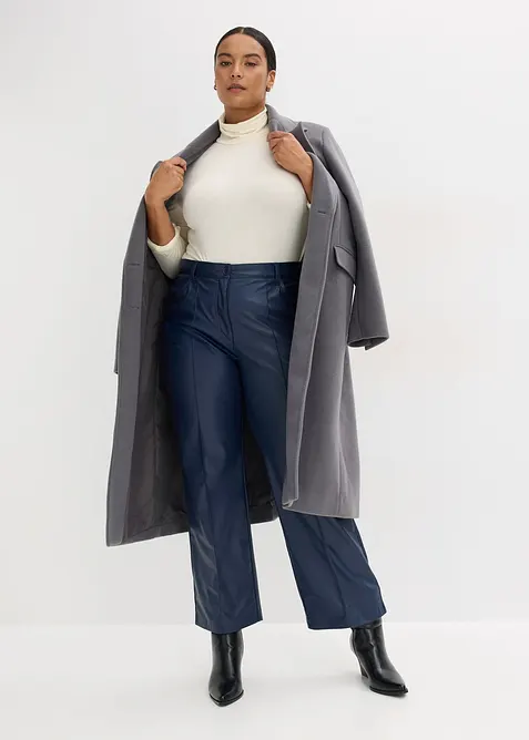 Bukse i imitert skinn, Straight Leg, med biser, bonprix