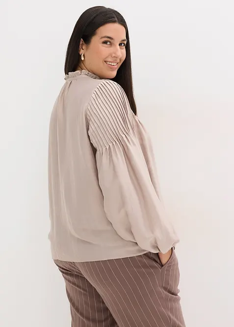 Tunika i glinsende sateng med biser, bonprix