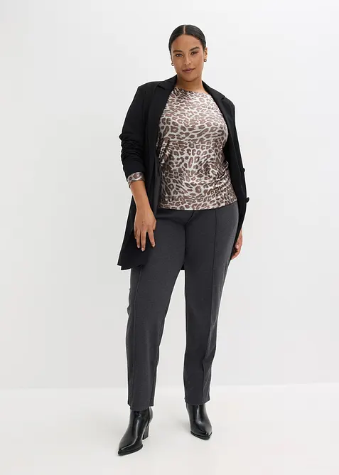 Leopard-topp med glanstrykk, bonprix