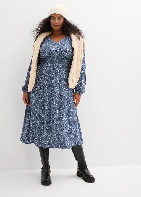 Midikjole i lett viskose, bonprix