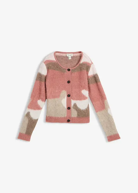 Mønstret strikkejakke med knappestolpe, bonprix