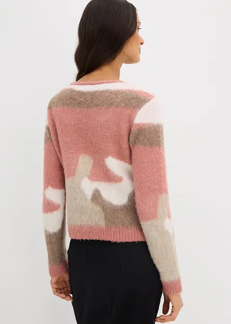 Mønstret strikkejakke med knappestolpe, bonprix