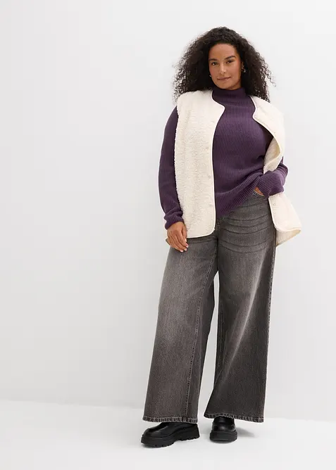 Finstrikket genser i 100% &oslash;kologisk bomull, bonprix