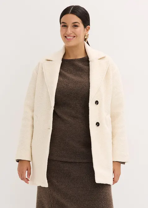 Kort, oversized k&aring;pe i boucl&eacute;, bonprix